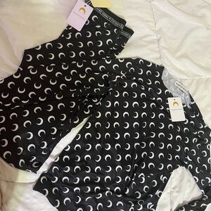 Marine Serre Black and White Long Sleeved Pajama Top with Celestial Pattern
